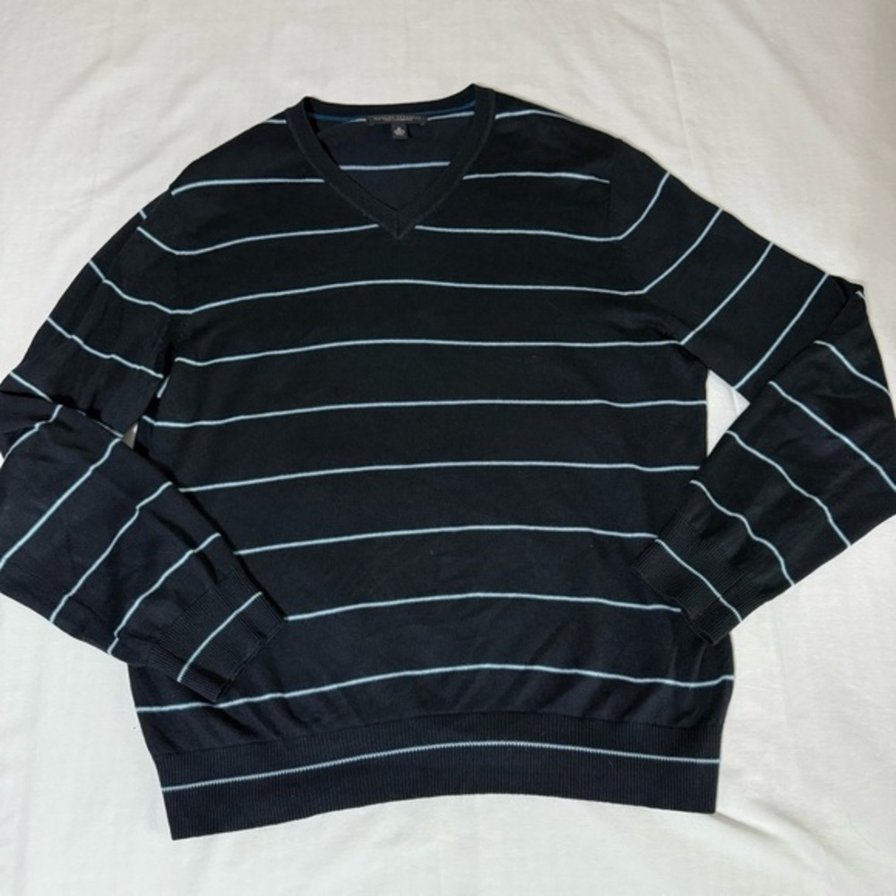 Banana Republic Black and Blue V-Neck Sweater
